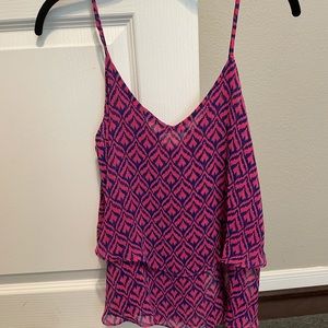 Pink & blue spaghetti strap blouse